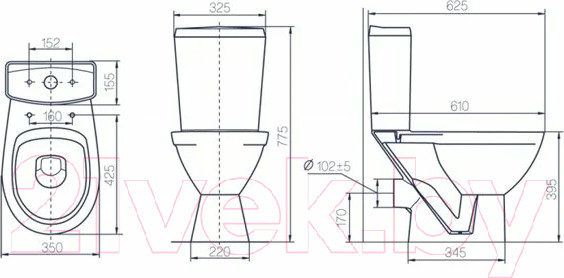 Изображение товара Чаша унитаза напольного Rosa Соло Люкс