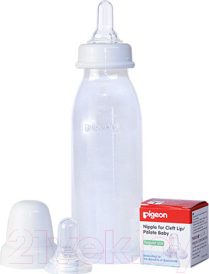 Изображение товара Бутылочка для кормления Pigeon для детей с расщелиной неба или губы / 00906/00708 (240мл)