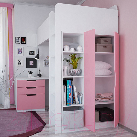 Изображение товара Двери шкафа для кровати-чердака Polini Kids Simple (розовый)