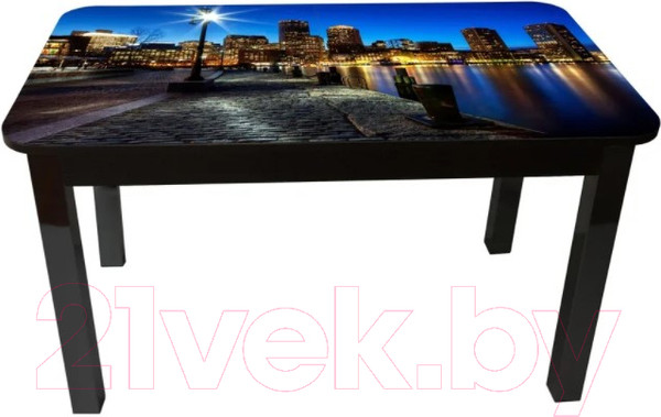 Изображение товара Обеденный стол Solt Рита 1с №52 (кромка черная/царга черная/ноги квадратные черные)