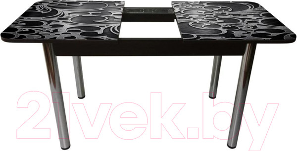 Изображение товара Обеденный стол Solt Рита 1с №59 (кромка черная/царга черная/ноги круглые хром)