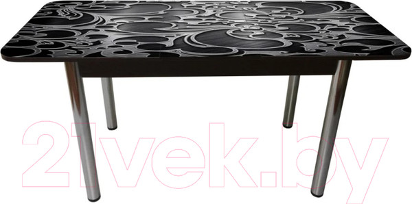 Изображение товара Обеденный стол Solt Рита 1с №59 (кромка черная/царга черная/ноги круглые хром)