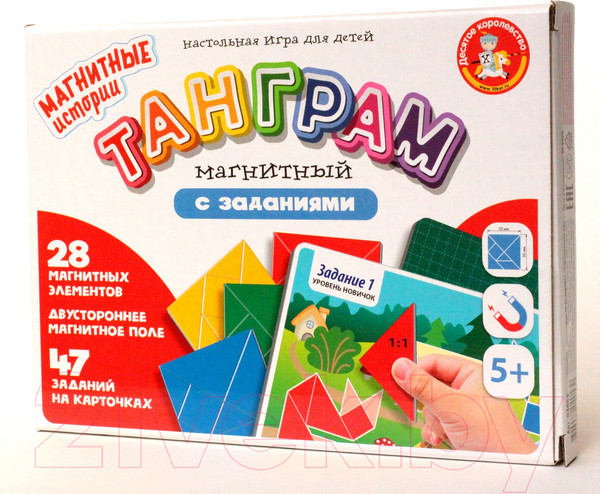 Изображение товара Игра-головоломка Десятое королевство Танграм магнитный с заданиями / 4053