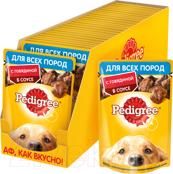 Изображение товара Влажный корм для собак Pedigree Для взрослых собак всех пород с говядиной в соусе (85г)