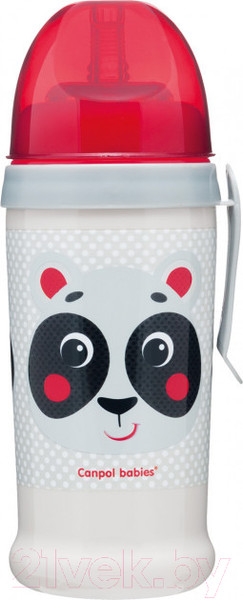Изображение товара Поильник Canpol Hello Little с трубочкой 12+ / 56/510 (350мл, бежевый)