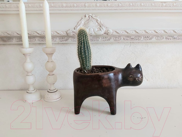 Изображение товара Кашпо Нашы майстры Кот 1159 (темно-коричневый)