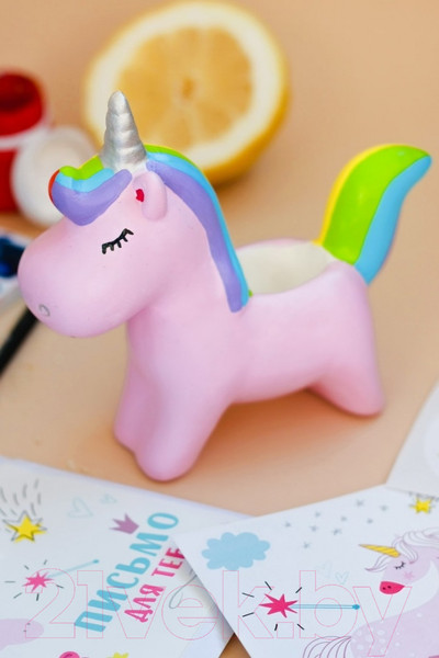 Изображение товара Кашпо Нашы майстры Единорожек 1129 (розовый)