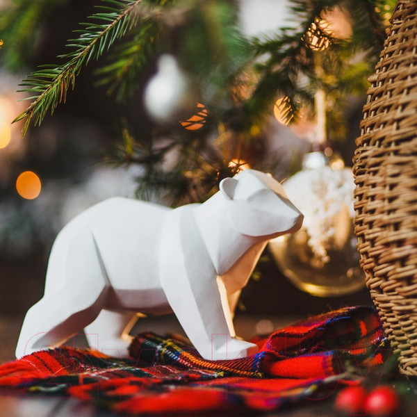 Изображение товара Статуэтка Нашы майстры Медведь геометрический / 9008 (белый)