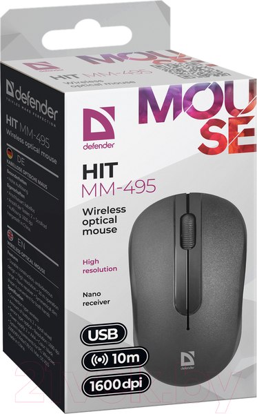 Изображение товара Мышь Defender Hit MM-495 / 52495 (черный)