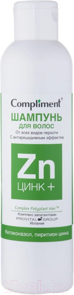 Изображение товара Шампунь для волос Compliment Цинк+ от всех видов перхоти (200мл)