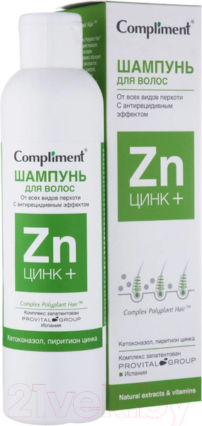 Изображение товара Шампунь для волос Compliment Цинк+ от всех видов перхоти (200мл)