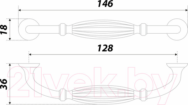 Изображение товара Ручка для мебели Boyard Demure RS464BAZ.5/128