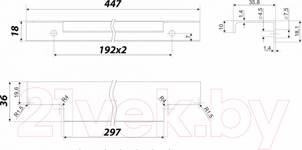 Изображение товара Ручка для мебели Boyard Al Ray RT109SST.1/000/450