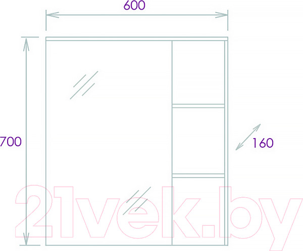 Изображение товара Шкаф с зеркалом для ванной Onika Легран 60.00У (206071)