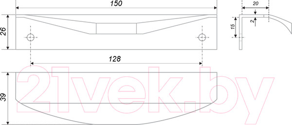 Изображение товара Ручка для мебели Boyard Delta RT005CP.1/128
