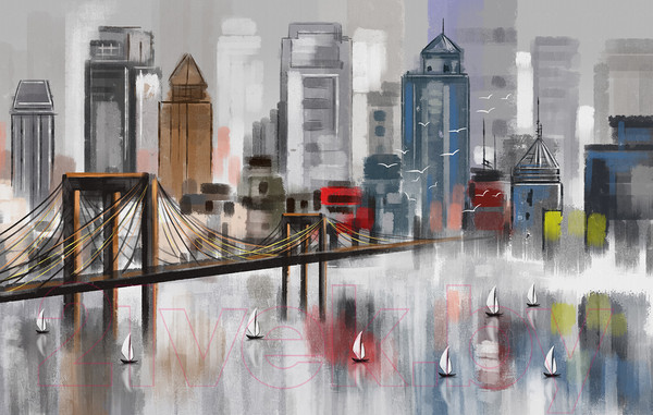 Изображение товара Фотообои листовые Citydecor Мегаполис акварель (400x254)