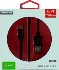Изображение товара Кабель Atomic HQ-Base USB-Type C / 30242 (1м, черный)