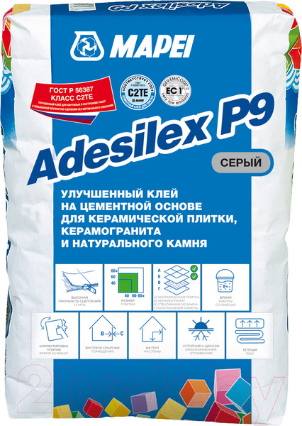 Изображение товара Клей для плитки Mapei Adesilex P9 (25кг, серый)