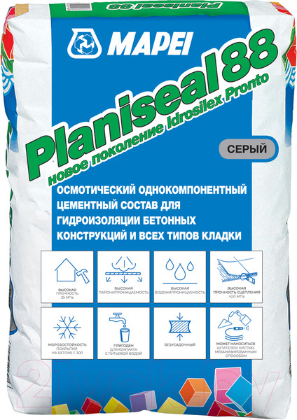 Изображение товара Гидроизоляция цементная Mapei Planiseal 88 (25кг)