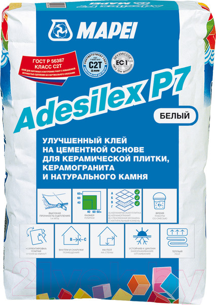 Изображение товара Клей для плитки Mapei Adesilex P7 (25кг, белый)