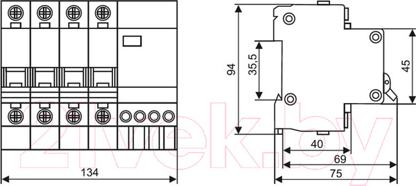 Изображение товара Дифференциальный автомат ETP АД-4-25А-30мА 4п