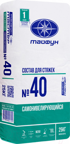 Изображение товара Самонивелирующаяся смесь Тайфун Мастер №40 Черновой (25кг)