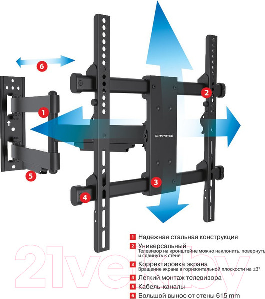 Изображение товара Кронштейн для телевизора ARM Media Paramount-40 (черный)