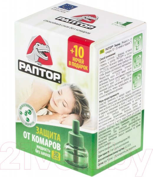 Изображение товара Наполнитель для фумигатора Раптор От комаров 30+10 ночей