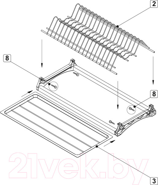 Изображение товара Сушилка для посуды встраиваемая Boyard SU03/900 (хром)