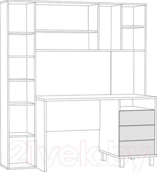 Изображение товара Письменный стол Mobi Комфорт 12.95 (дуб сонома/белый PE шагрень)