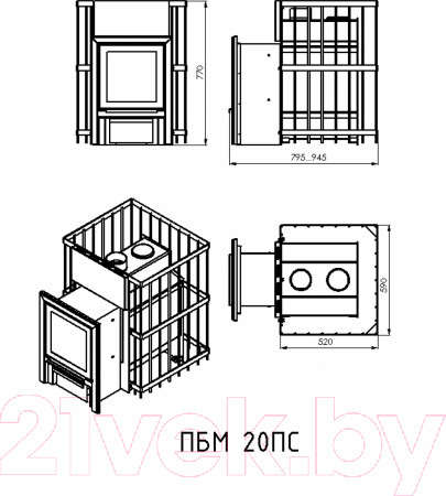 Изображение товара Печь-каменка Мета-бел ПБМ 20 (в модификации ПС)