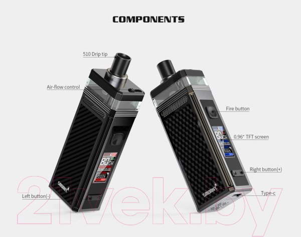 Изображение товара Электронный парогенератор Smoant Pasito II 80W Pod 2500mAh (черный ромб)