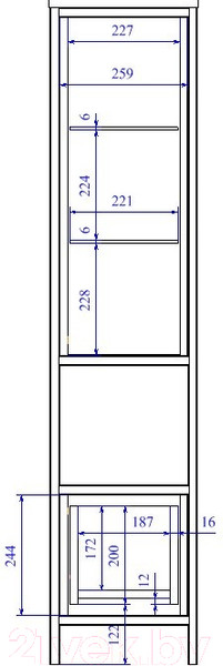 Изображение товара Шкаф-полупенал для ванной Cersanit Botanique 30 / 63016