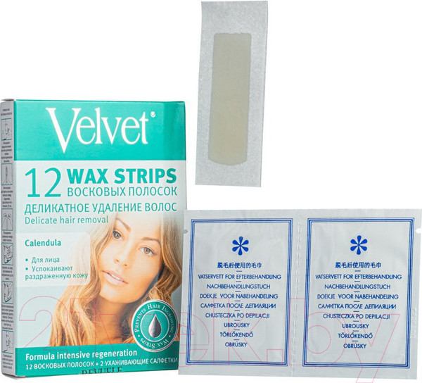 Изображение товара Полоски для депиляции Velvet Для лица деликатное удаление волос (12шт)