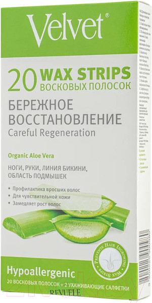 Изображение товара Полоски для депиляции Velvet Для чувствительной кожи бережное восстановление (20шт)