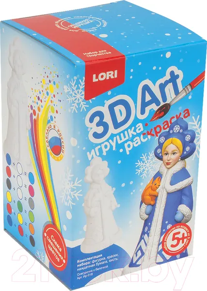 Изображение товара Набор для творчества Lori 3D Art. Игрушка-раскраска Снегурочка с белочкой / Ир-018