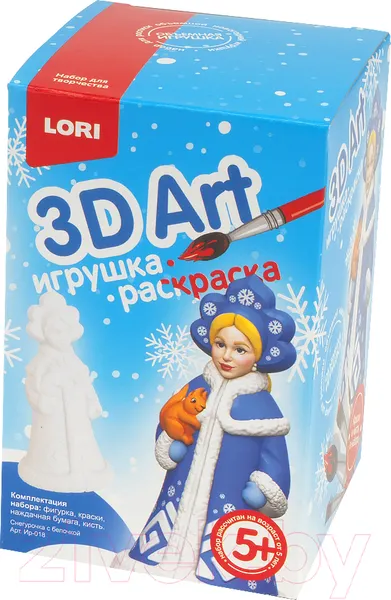Изображение товара Набор для творчества Lori 3D Art. Игрушка-раскраска Снегурочка с белочкой / Ир-018