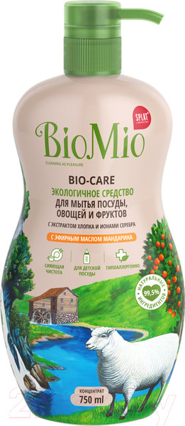 Изображение товара Средство для мытья посуды BioMio Мандарин концентрат (750мл)