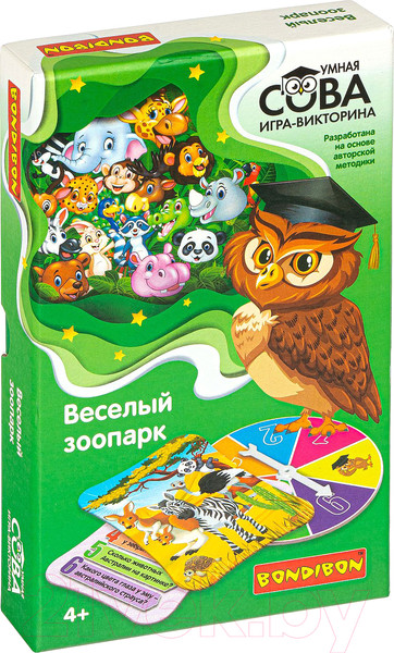 Изображение товара Настольная игра Bondibon Умная сова. Веселый зоопарк / ВВ4003