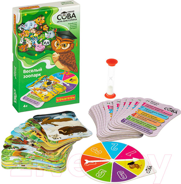 Изображение товара Настольная игра Bondibon Умная сова. Веселый зоопарк / ВВ4003