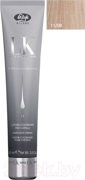 Изображение товара Крем-краска для волос Lisap Oil Protection Complex 11/08 (100мл, очень светлый блонд натуральный жемчужный экстрасветлый)