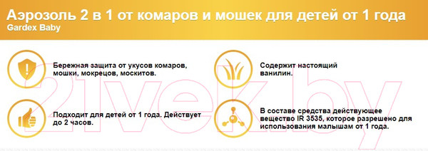 Изображение товара Аэрозоль от насекомых Gardex Baby 0160 (80мл)