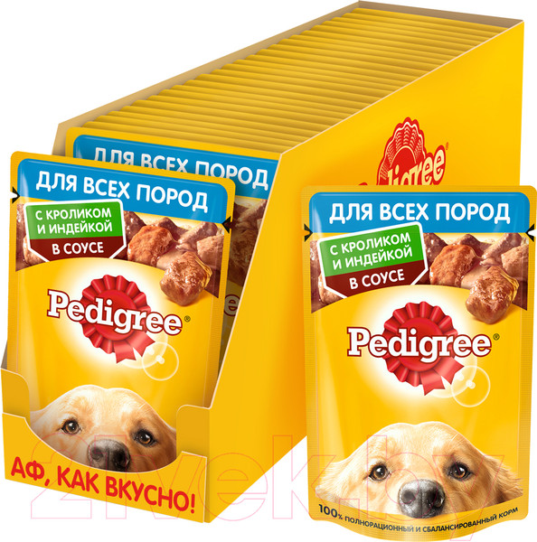 Изображение товара Влажный корм для собак Pedigree Для взрослых собак всех пород с кроликом и индейкой в соусе (85г)