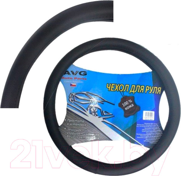 Изображение товара Оплетка на руль AVG C1619 / 310340 (кожа, темно-серый)