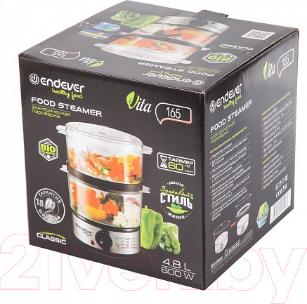 Изображение товара Пароварка стационарная Endever Vita-165 (черный/металлик)