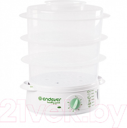 Изображение товара Пароварка стационарная Endever Vita-175 (белый/зеленый)