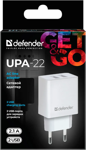 Изображение товара Адаптер питания сетевой Defender UPA-22 / 83580 (белый)