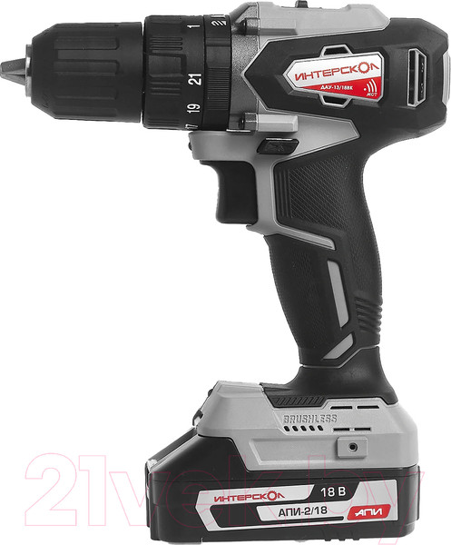 Изображение товара Аккумуляторная дрель-шуруповерт Интерскол ДАУ-13/18ВК (573.1.2.70)
