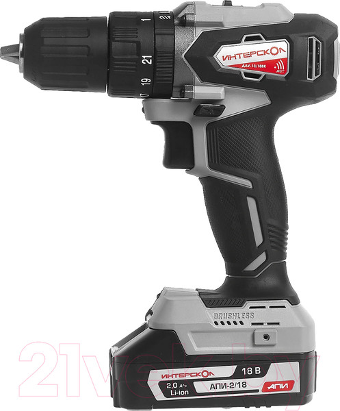 Изображение товара Аккумуляторная дрель-шуруповерт Интерскол ДАУ-13/18ВК (573.2.2.70)