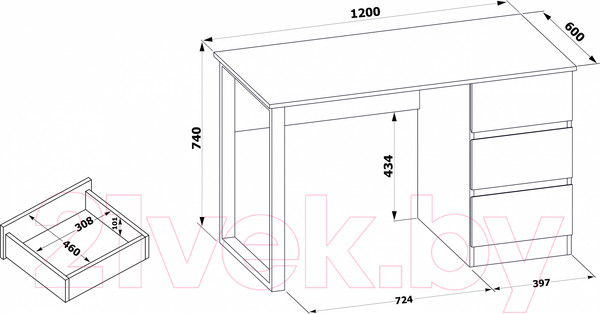Изображение товара Письменный стол Сокол-Мебель СПм-205 (дуб делано)